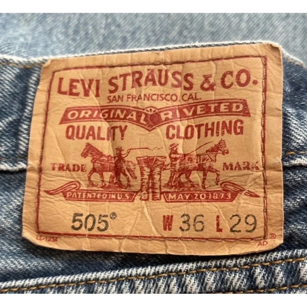 Levi's 505 Denim Jeans Men's 36x29 Regular Fit Straight Leg Med Wash Relaxed 1